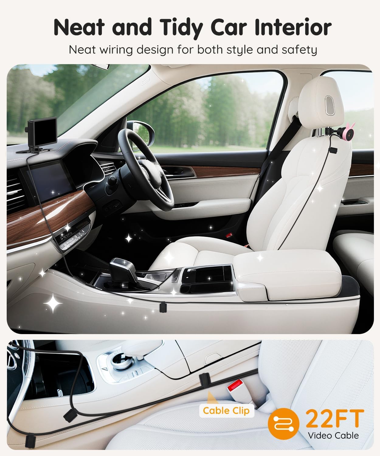 Babyvue BV3 MAX Cámara dual para coche de bebé para 2 niños, pantal...