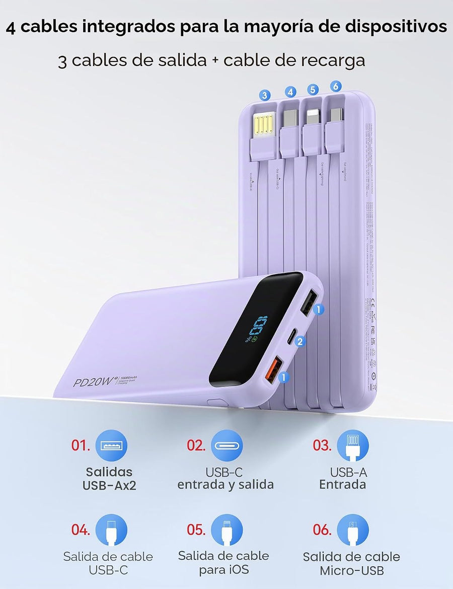 Cargador portátil, cargador de batería de carga rápida de 10000 mAh...