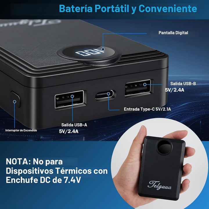 Telguua Paquete de batería de chaleco térmico de 12000 mAh, batería...