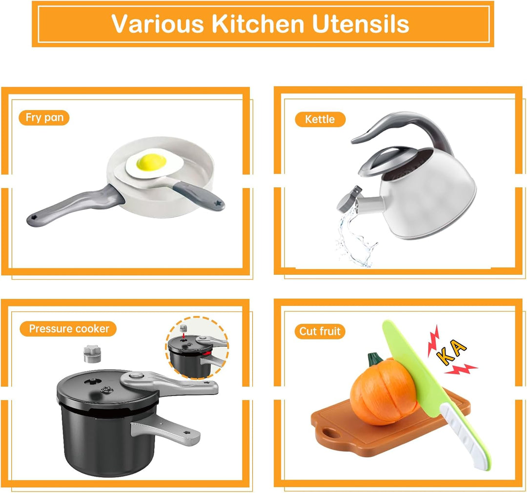 Juego de cocina de 100 piezas, ollas de juego de simulación para ni...