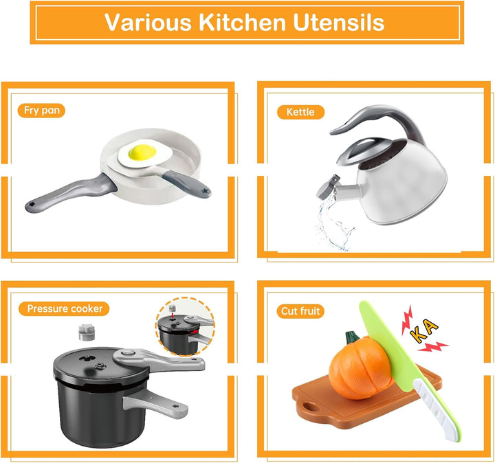 Juego de cocina de 100 piezas, ollas de juego de simulación para ni...