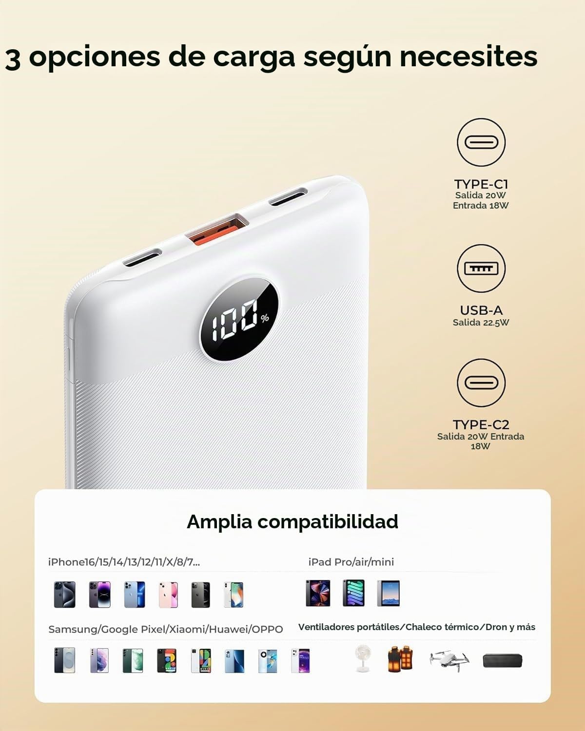WeeFancy Cargador Portátil Pequeño de 10000mAh, Mini Banco de Energ...