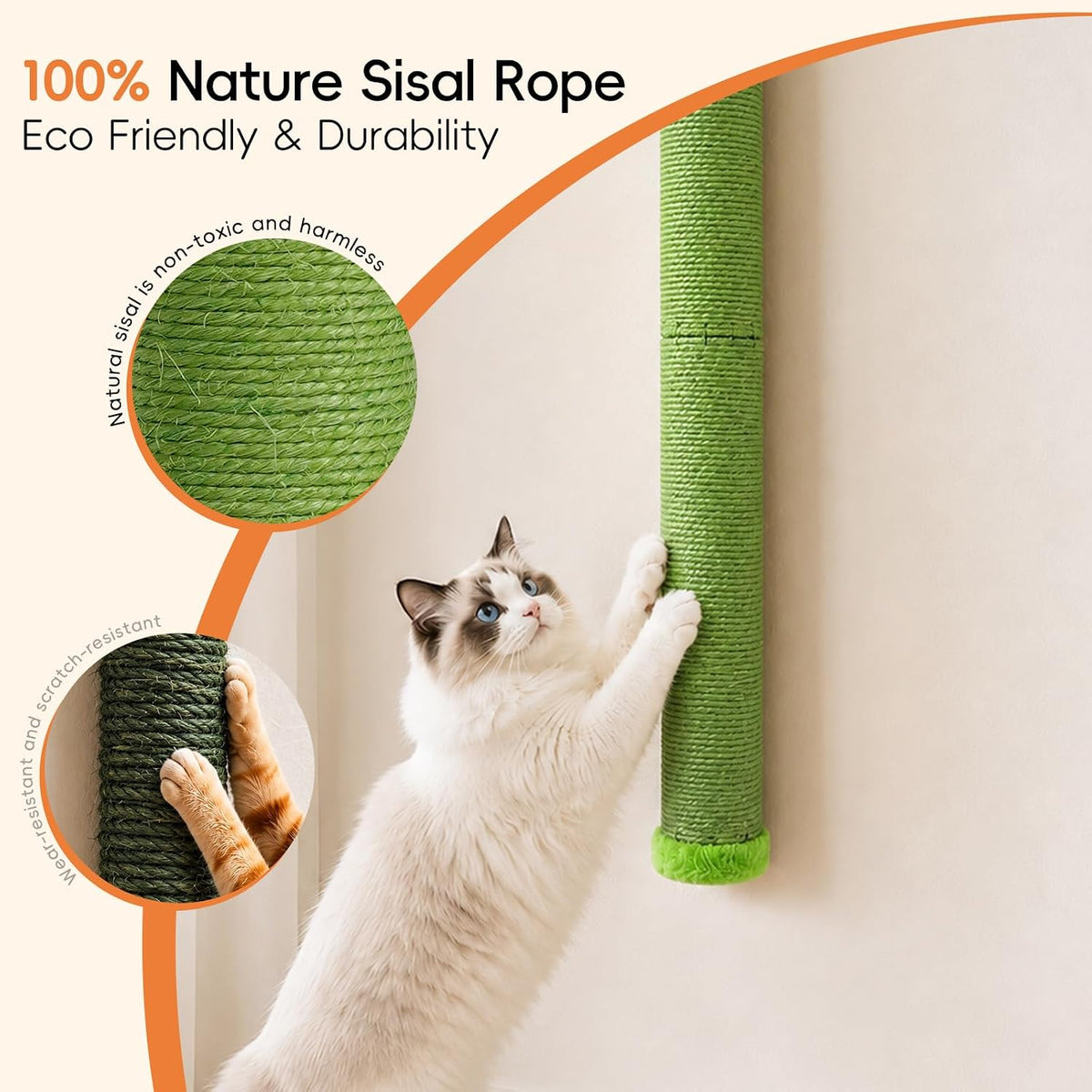 Rascador de pared para gatos de 60 pulgadas para arañar y escalar
