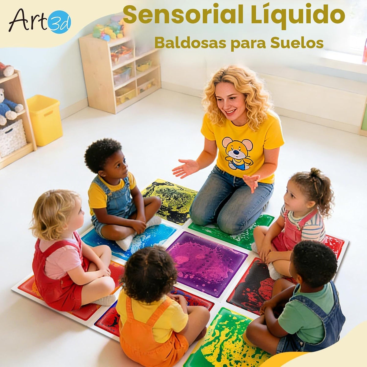 Art3d Liquid Fusion Centros de juego de actividades para niños, niñas, adolescentes, 12 x 12 pulgadas, paquete de 9 azulejos