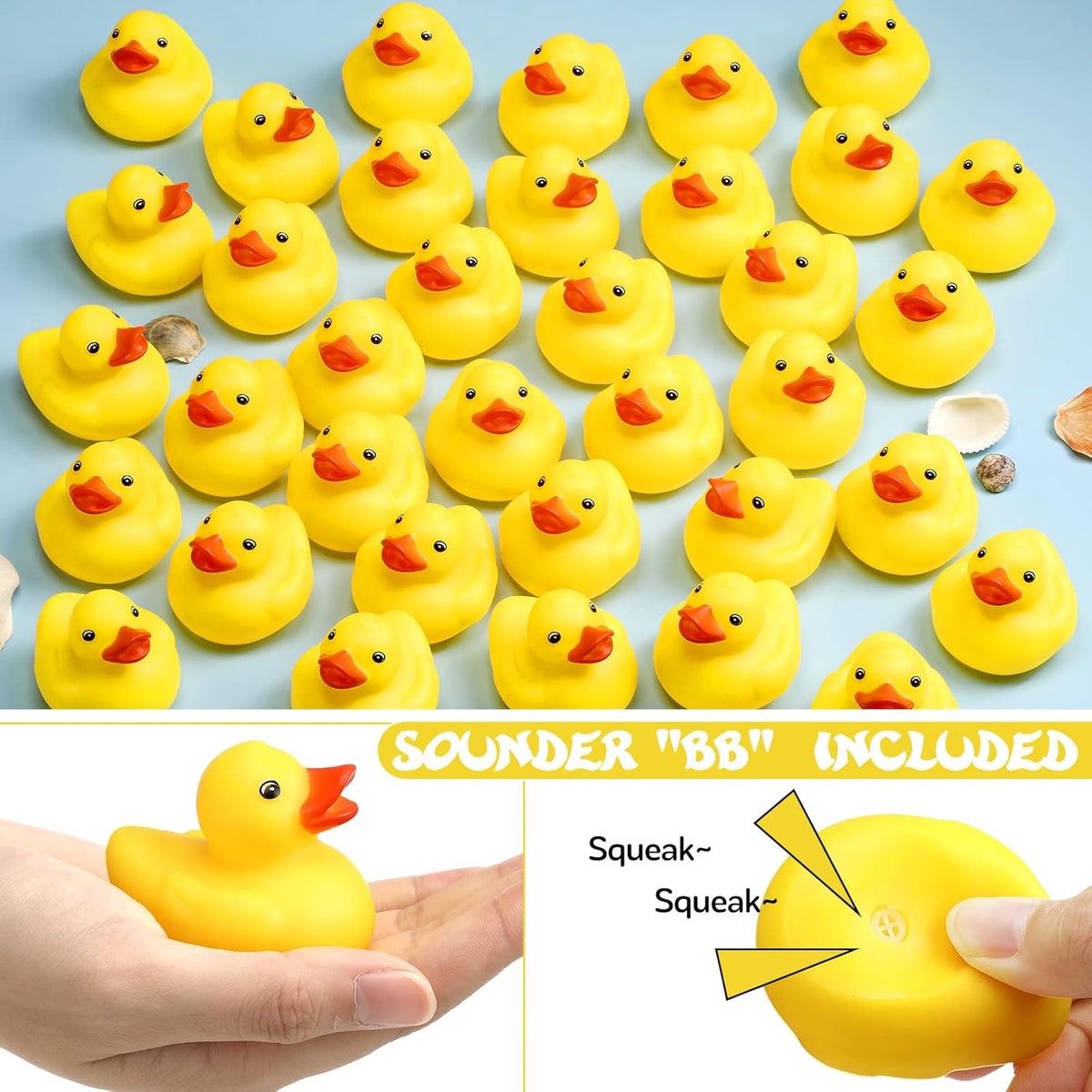 Vinsot - Mini patos de goma a granel, juguetes de baño chirriantes