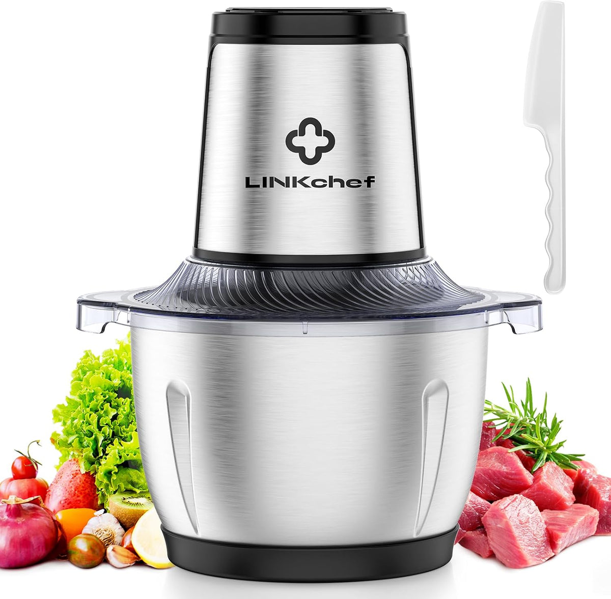 LINKChef Procesador de alimentos, Picador eléctrico de alimentos de 6 tazas