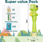 Paquete de 4 varitas automáticas de burbujas para niños, máquina de burbujas de dinosaurio con batería recargable, juguetes para interiores y exteriores, para niños y niñas de 3 a 8 años