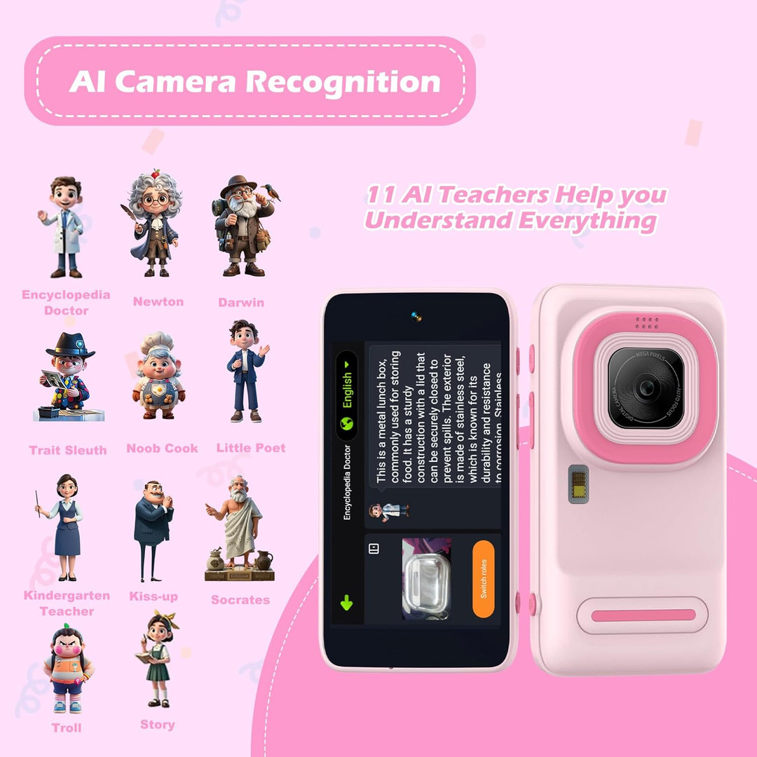 Gimywit Cámara AI para niños y niñas de 3 a 11 años, cámara de vide...