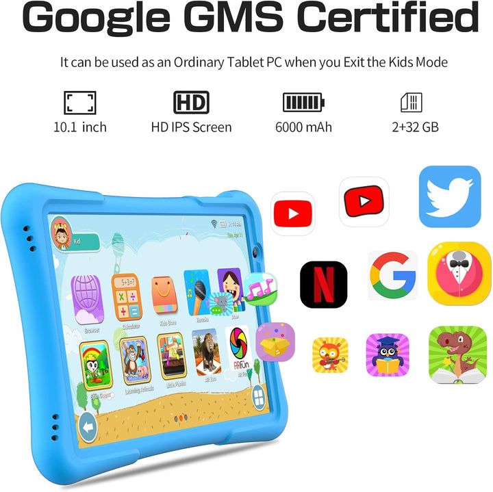 PRITOM Tableta para niños de 10 pulgadas Android 14, 32GB, Quad-Cor...