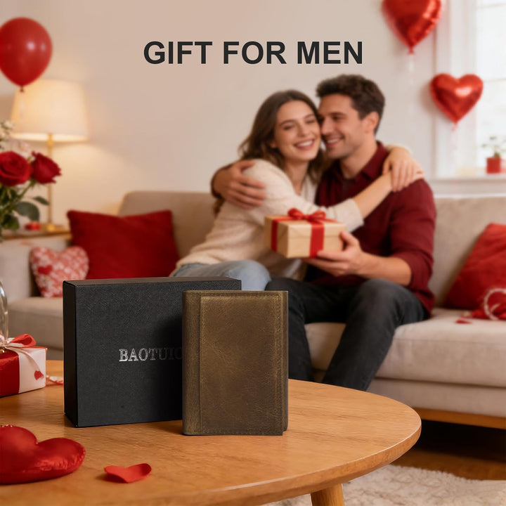 baotuiok Billetera de cuero para hombre, con bloqueo RFID, de piel...