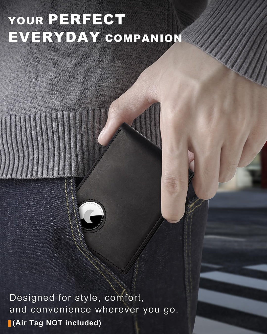 VISWORLD Billetera para hombre con soporte para Airtag, billetera p...