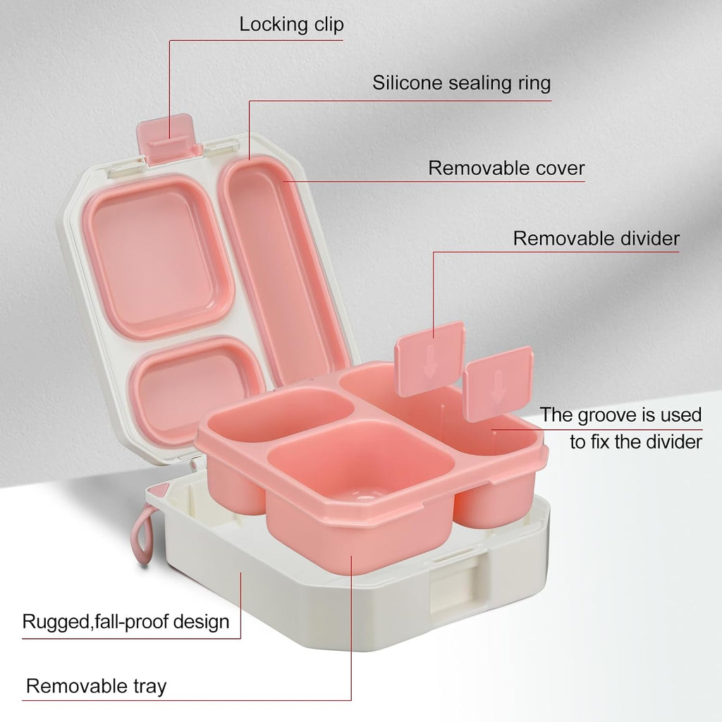 wiwens Caja de Almuerzo Bento para Niños con Termo de Sopa de 12 oz a Prueba de Fugas, Contenedor de Comida para Almuerzo con 5 Compartimentos, Frasco Térmico para Comida Caliente y Bolsa de Almuerzo