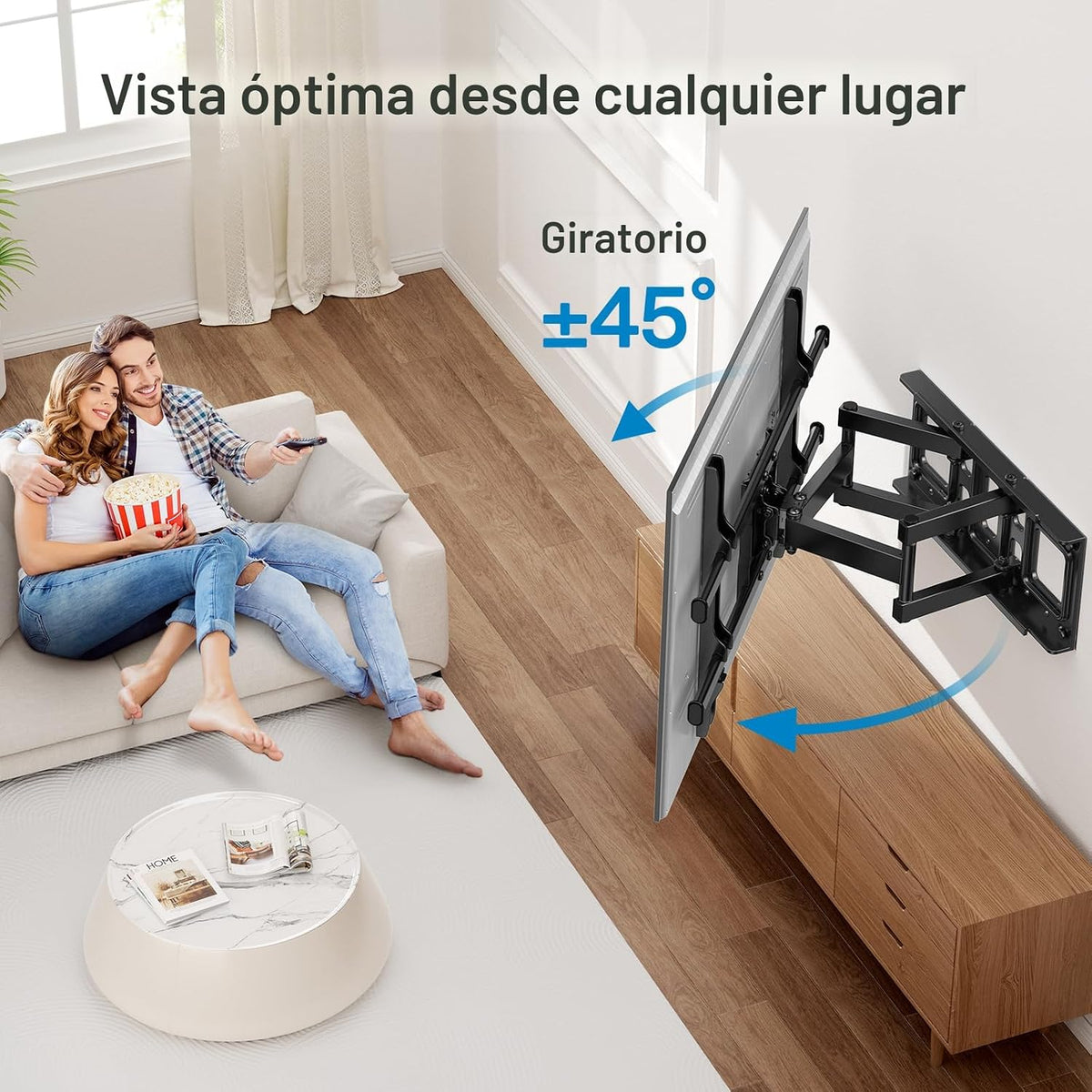 Pipishell Soporte de pared para TV de movimiento completo para la mayoría
