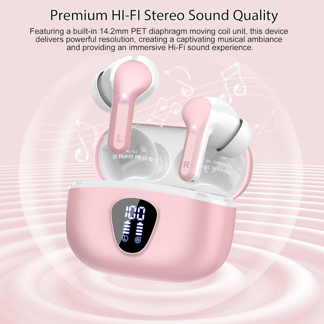 Auriculares inalámbricos, auriculares Bluetooth 5.4 HiFi estéreo, a...