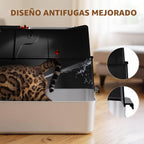 Caja de arena de acero inoxidable con tapa, caja de arena de metal cerrada anti-fugas, bandeja de arena extragrande para gato con pala y pedal de apertura abatible, sin olores, entrada frontal y superior dual, negro