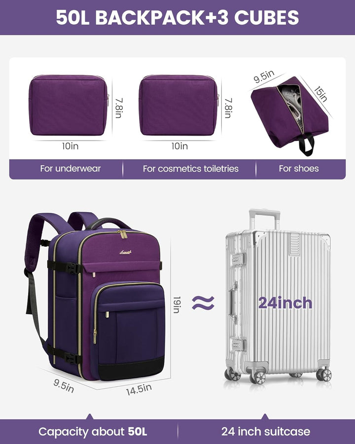 LOVEVOOK Mochila de viaje para mujeres y hombres, mochila de mano y...