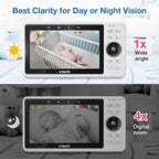 VTech Monitor inteligente WiFi para bebés: mira a tu bebé en casa o desde cualquier lugar, aplicación gratuita, cámara de 1080p, pantalla de 5 pulgadas, zoom panorámico, visión nocturna