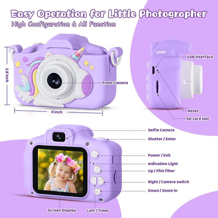 KIZJORYA - Cámara digital mejorada de 48MP para niños, niñas y niño...