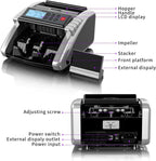 Aneken - Máquina contadora de dinero con conteo de valor, detector de billetes falsificados UV/MG/IR/DD/DBL/HLF/CHN para dólares y euros, modos de añadir y lote, contador de efectivo con pantalla LCD