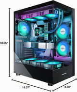 MUSETEX Chasis para PC ATX 6 Ventiladores PWM ARGB Preinstalados, C...