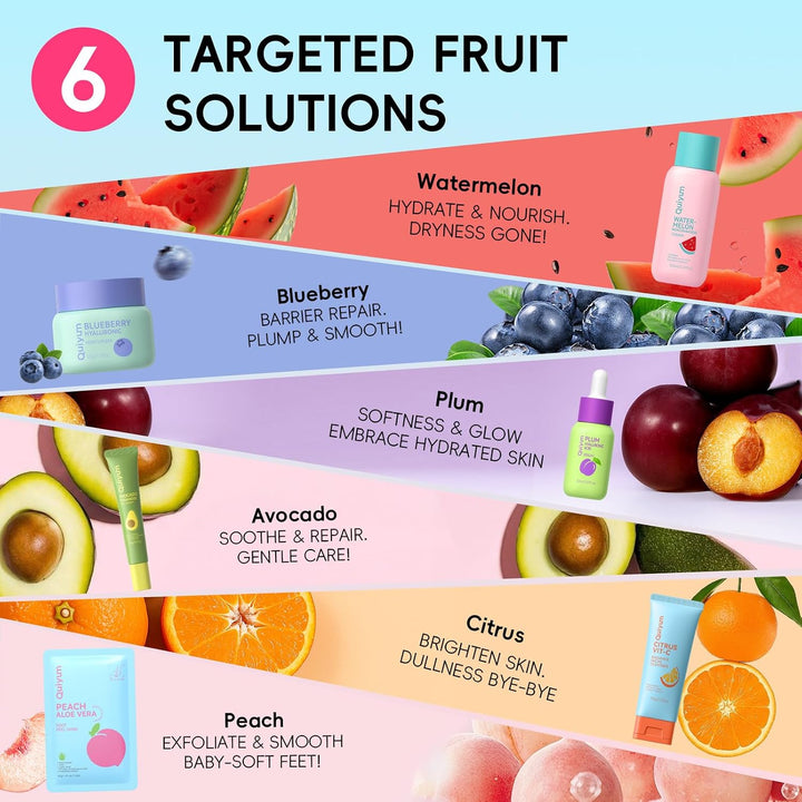 QUIYUM Set de regalo para el cuidado de la piel de frutas, rutina 6...