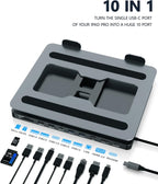 Soporte de concentrador USB C para MacBook Pro, adaptador 10 en 1 para MacBook Air Docking Station con 4K 60Hz HDMI, RJ45 Gigabit Ethernet, lector de tarjetas SD/TF, 4 USB 3.0 para iPad/Dell HP/Surface/Lenovo Laptop Dock