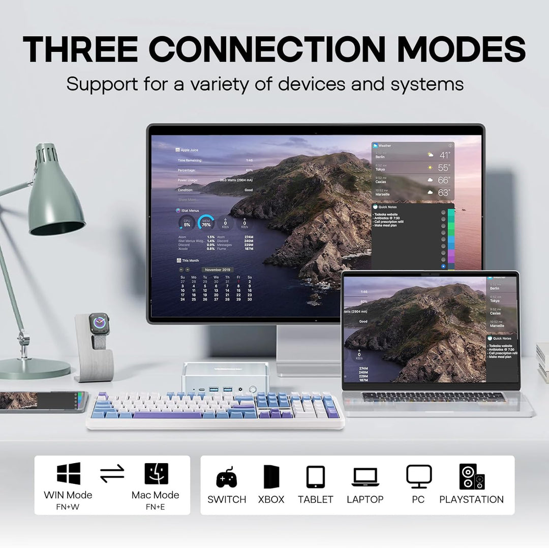 EPOMAKER Aula F108 - Teclado inalámbrico para juegos, teclado mecán...