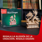 UGEARS - Rompecabezas 3D de dragón de madera para adultos, kit de modelo