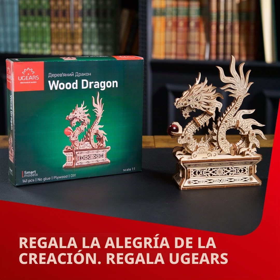 UGEARS - Rompecabezas 3D de dragón de madera para adultos, kit de modelo