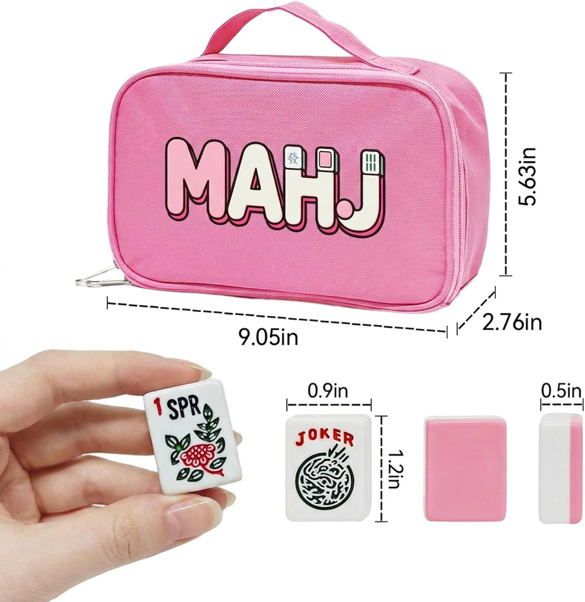American Mahjong - Juego de azulejos Mahjong, 166 azulejos rosados