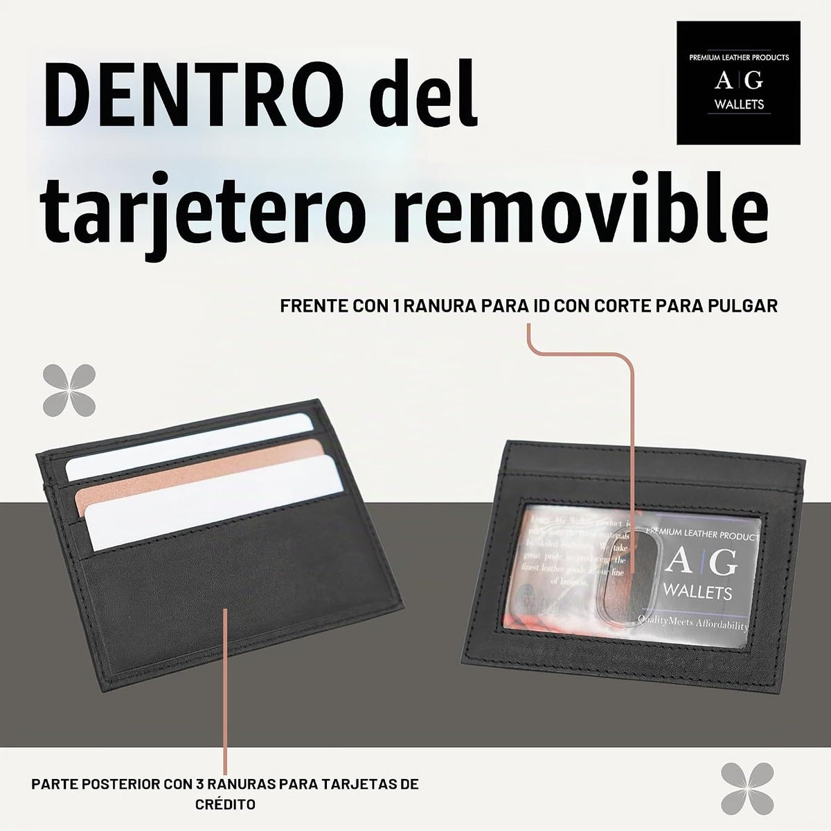 Billetera para hombre con soporte extraíble para identificación, bloqueo