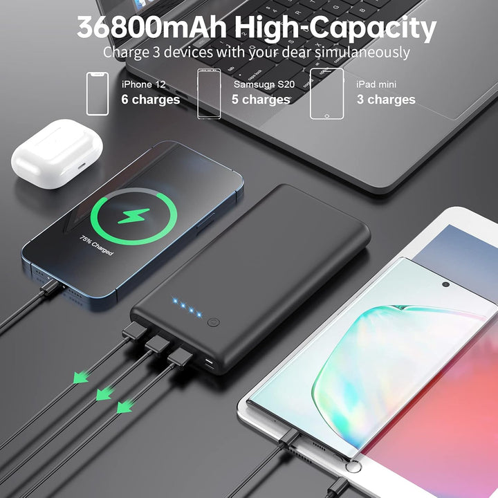 Cargador portátil de 36800 mAh, cargador de batería externa PD de c...