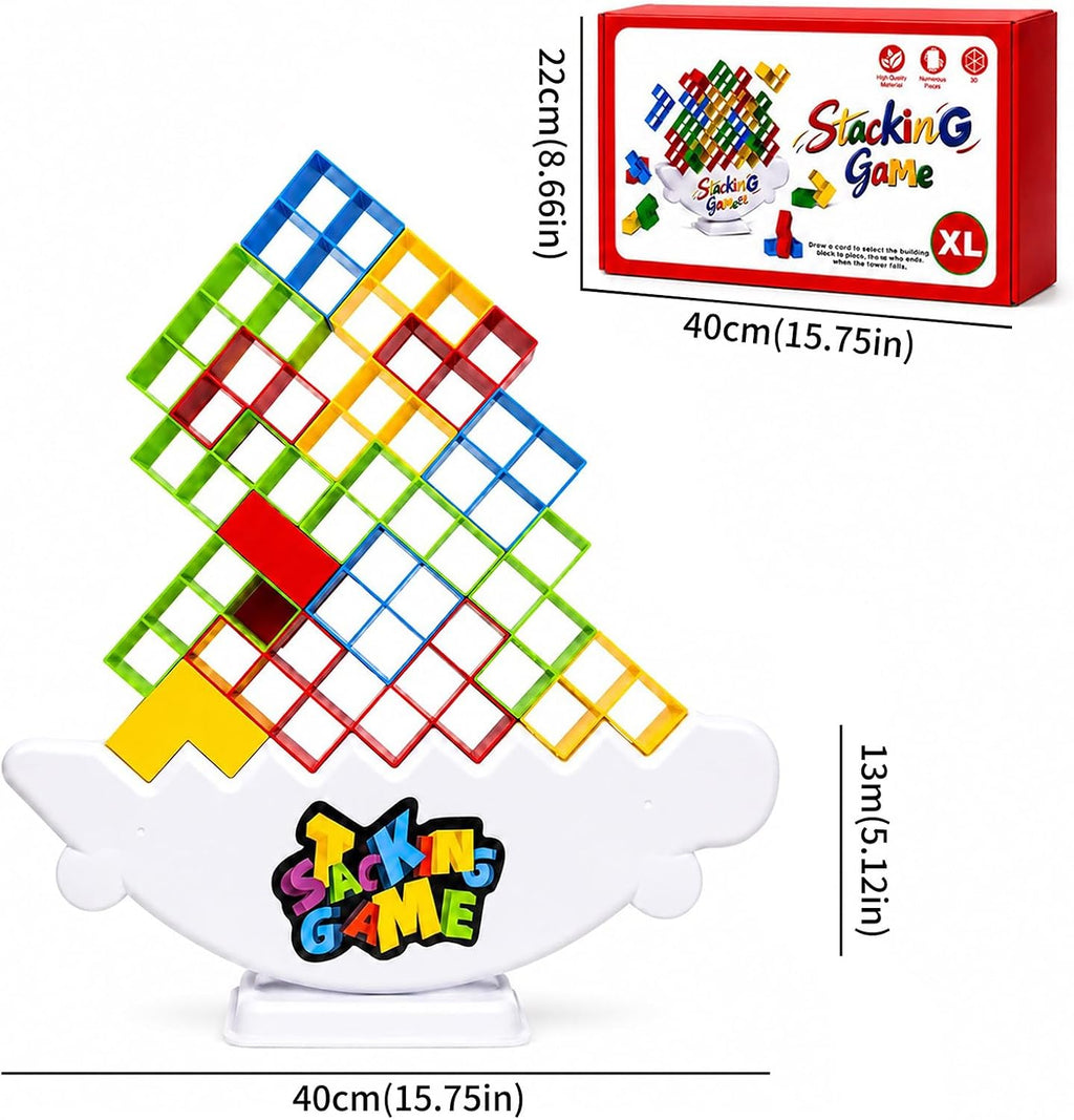 Juego gigante XL de 48 piezas para adultos y niños, juegos de torre de mesa Tetra para fiesta de viaje familiar, juguete apilable de equilibrio para 2 jugadores, juguetes de equipo, bloque de