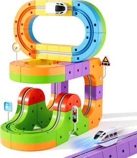 Wdebay klick Rail - Juego de tren eléctrico 3D mágico y flexible pa...