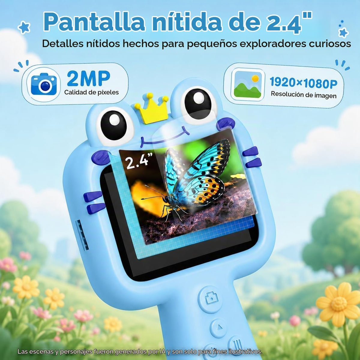 Cámara de boroscopio de juguete para niños, juguete educativo STEM Science para 4, 5, 6, 7, 8, 9, 10 años, regalo de cumpleaños, cámara de alcance infantil de 2.4 pulgadas para aventuras al aire libre y descubrimiento de la naturaleza (azul)