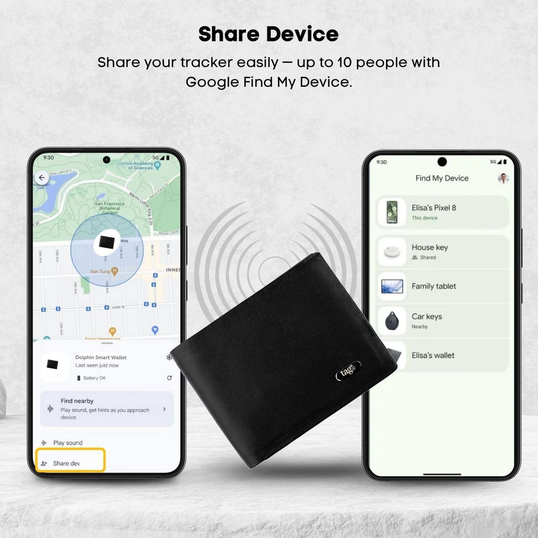 Cartera inteligente con Android Find My Tracker, cartera de piel co...