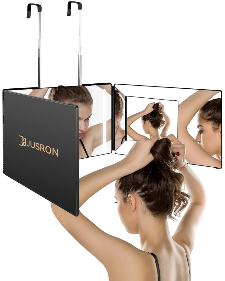 JUSRON Espejo para Cortarse el Cabello Uno Mismo con Ángulo de Visi...