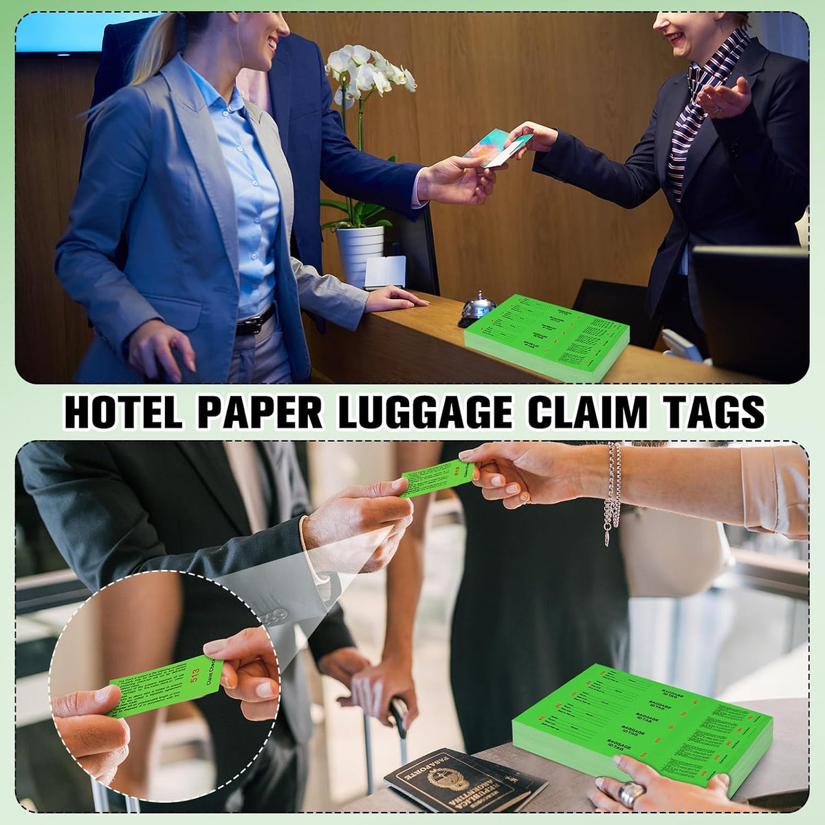 Feifeiya 1000 etiquetas de identificación de equipaje de hotel con cinta de