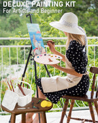 Nicpro - Kit de pintura artística de lujo de 158 piezas para artista con caballete, pinturas y pincel