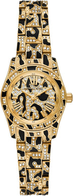 Reloj para mujer Michael Kors Lexington de tres agujas con estampado animal en acero inoxidable (Modelo: MK7639)