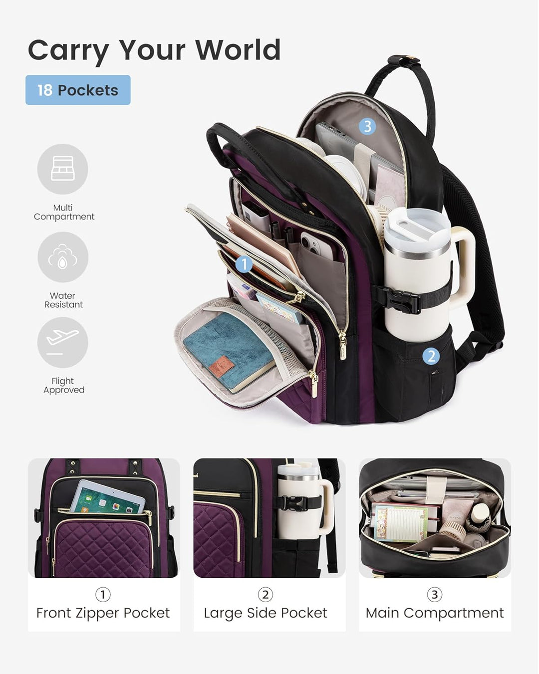 LOVEVOOK Mochila para computadora portátil para mujer, mochila para...