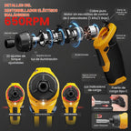 UNIWA - Destornillador eléctrico inalámbrico recargable, taladro eléctrico de 650 RPM, color amarillo