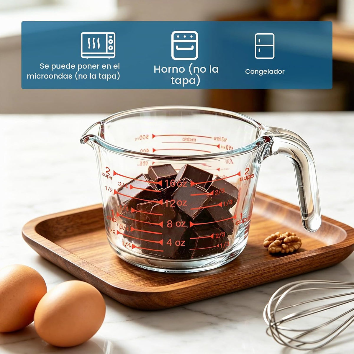 Juego de tazas medidoras de vidrio de 4 piezas
