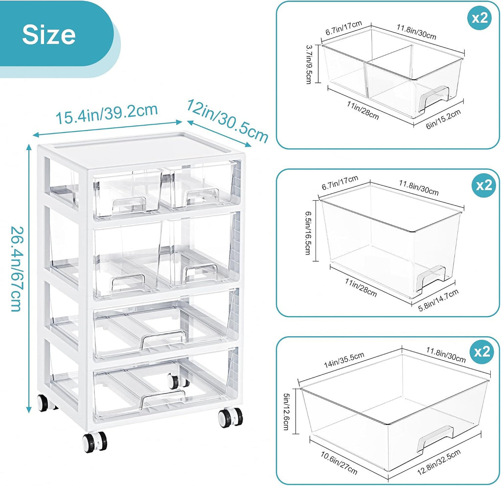 Organizador de Cajones Vtopmart, 4 niveles 6 cajones con ruedas
