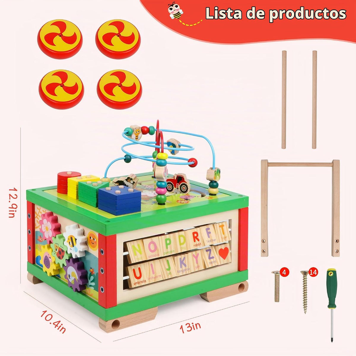 Cubos de actividad de madera 7 en 1 Juguetes Montessori para niños y niñas