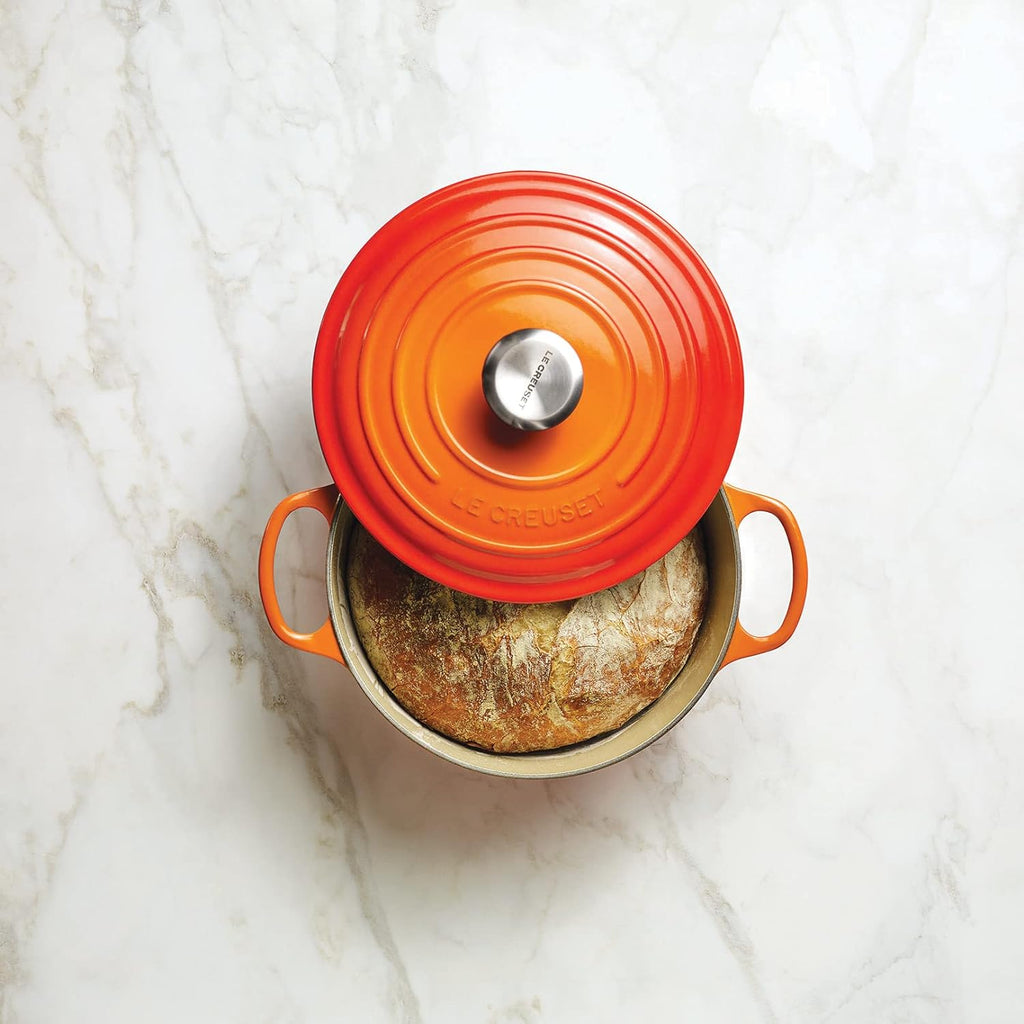 Le Creuset Horno holandés redondo de hierro fundido esmaltado, 7.25 cuartos de galón, Fuego