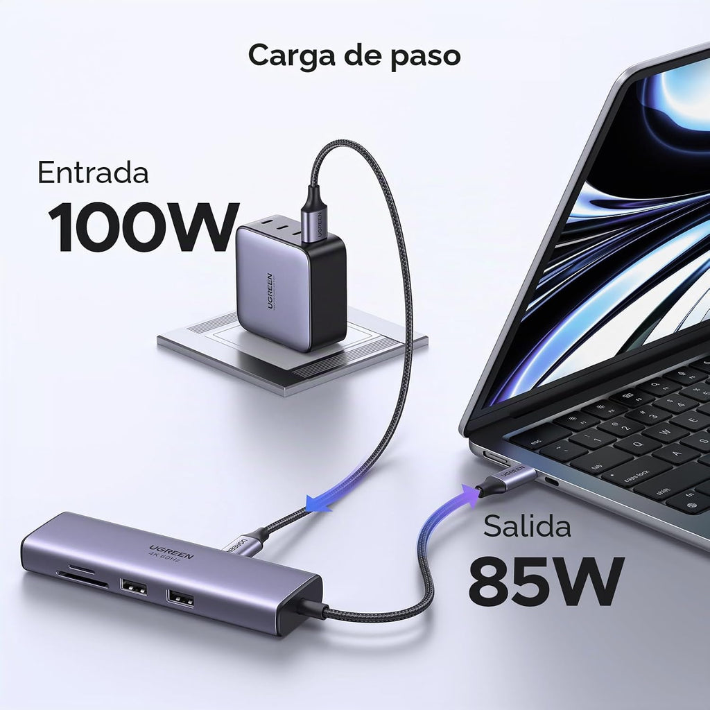 UGREEN, 60515, hub USB 2.0 de 3 puertos