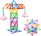 Juego de 204 piezas de palos de construcción magnéticos, juguetes educativos apilables de 2.3 pulgadas de longitud para niños y adultos, juguete de construcción STEM bolas no magnéticas 3D con bolsa de almacenamiento