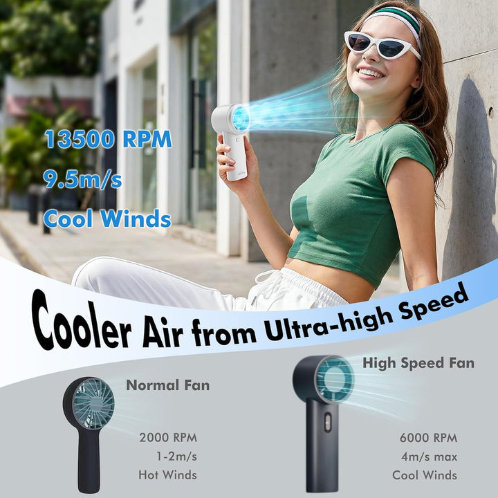 WHATOOK Ventilador turbo portátil de mano, mini ventilador personal...