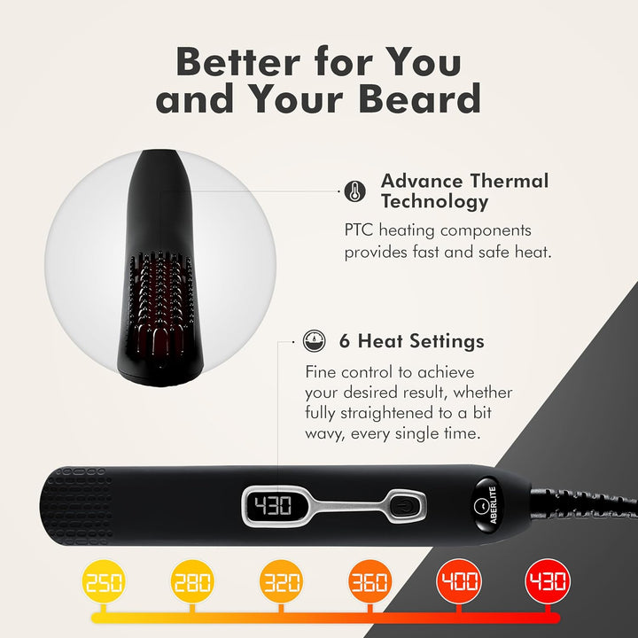 Aberlite EDC - Cepillo profesional para alisar la barba con calefac...
